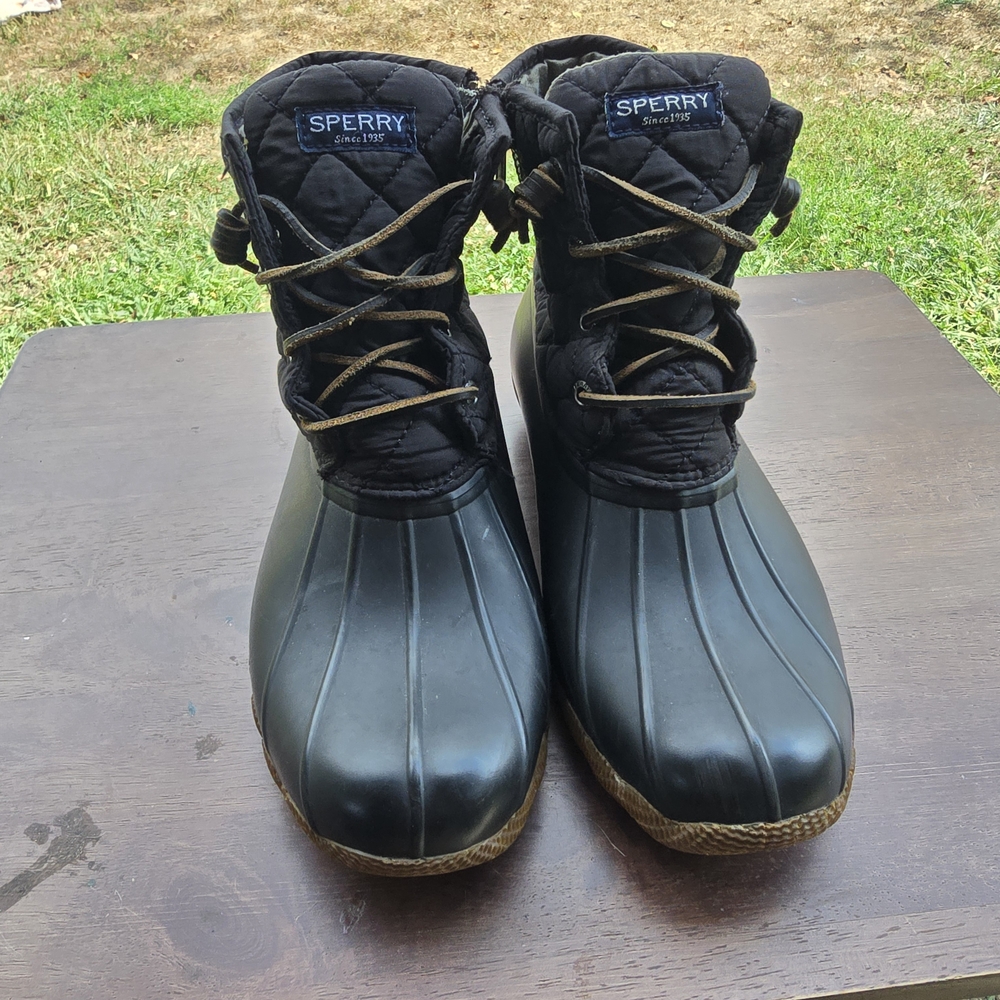 Sperry Women's Black Waterproof Boots, Size 7.5